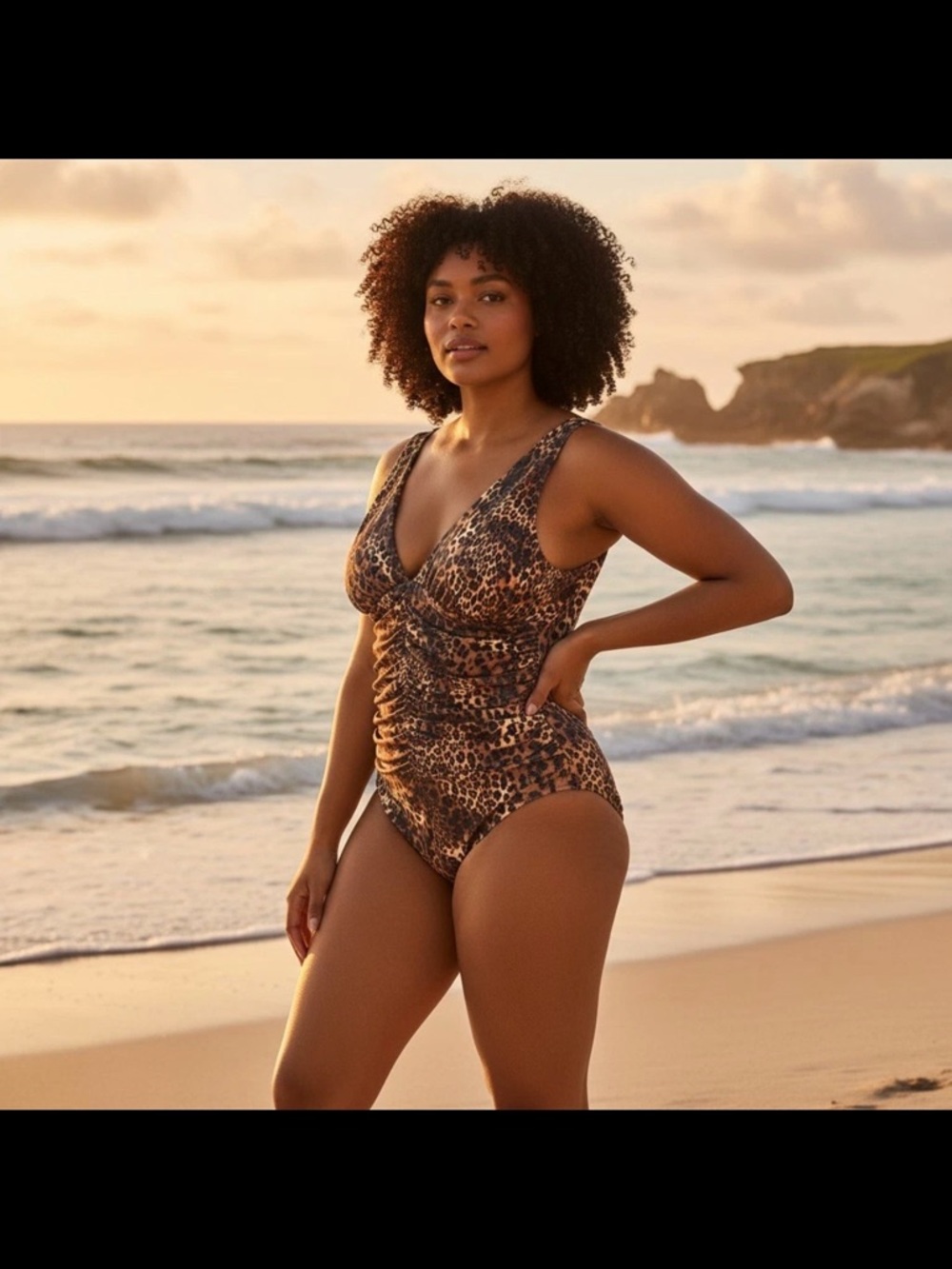 Miraclesuit Leopard Ruched One-Piece Swimsuit Brown/Black Animal print Sz US 22